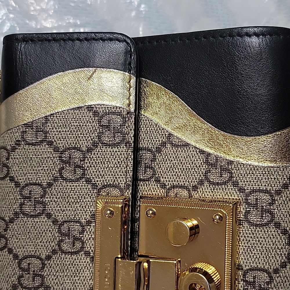 GUCCI Tricolor GG Supreme Canvas And Leather Medium Padlock Shoulder Bag - Picture 7 of 16